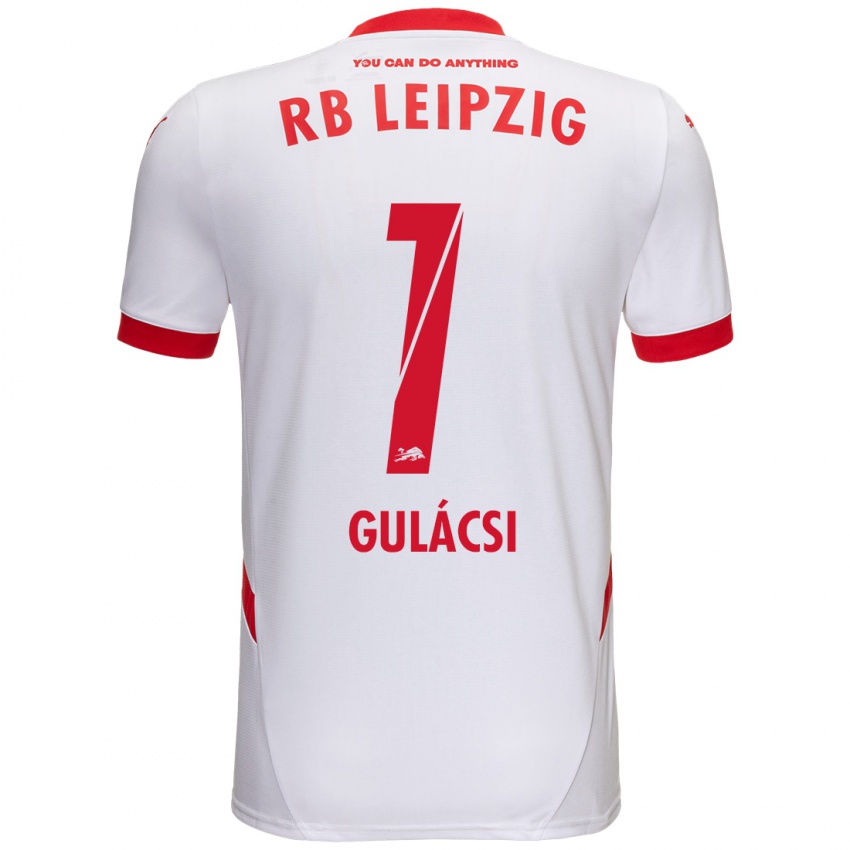 Hombre Camiseta Peter Gulacsi #1 Blanco Rojo 1ª Equipación 2024/25 La Camisa Argentina