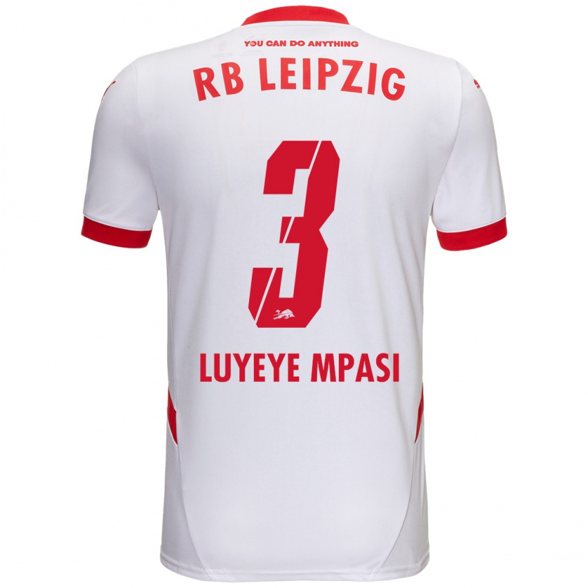 Hombre Camiseta Seal Luyeye Mpasi #3 Blanco Rojo 1ª Equipación 2024/25 La Camisa Argentina