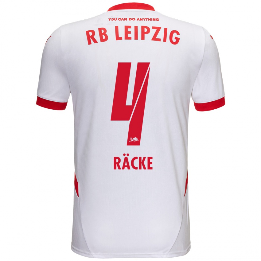 Hombre Camiseta Nina Räcke #4 Blanco Rojo 1ª Equipación 2024/25 La Camisa Argentina