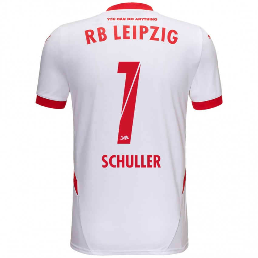 Hombre Camiseta Gina Schüller #1 Blanco Rojo 1ª Equipación 2024/25 La Camisa Argentina