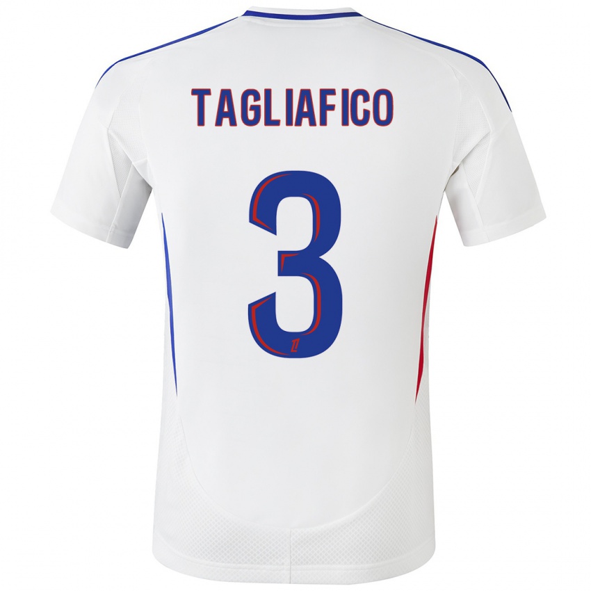 Hombre Camiseta Nicolas Tagliafico #3 Blanco Azul 1ª Equipación 2024/25 La Camisa Argentina