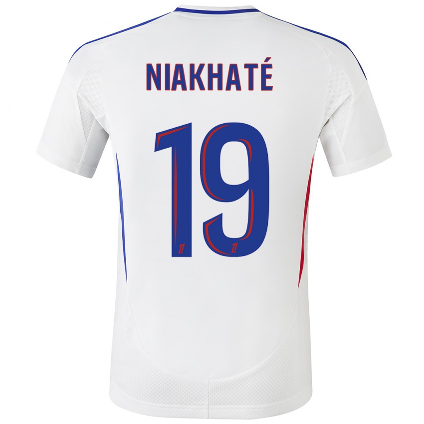 Hombre Camiseta Moussa Niakhaté #19 Blanco Azul 1ª Equipación 2024/25 La Camisa Argentina