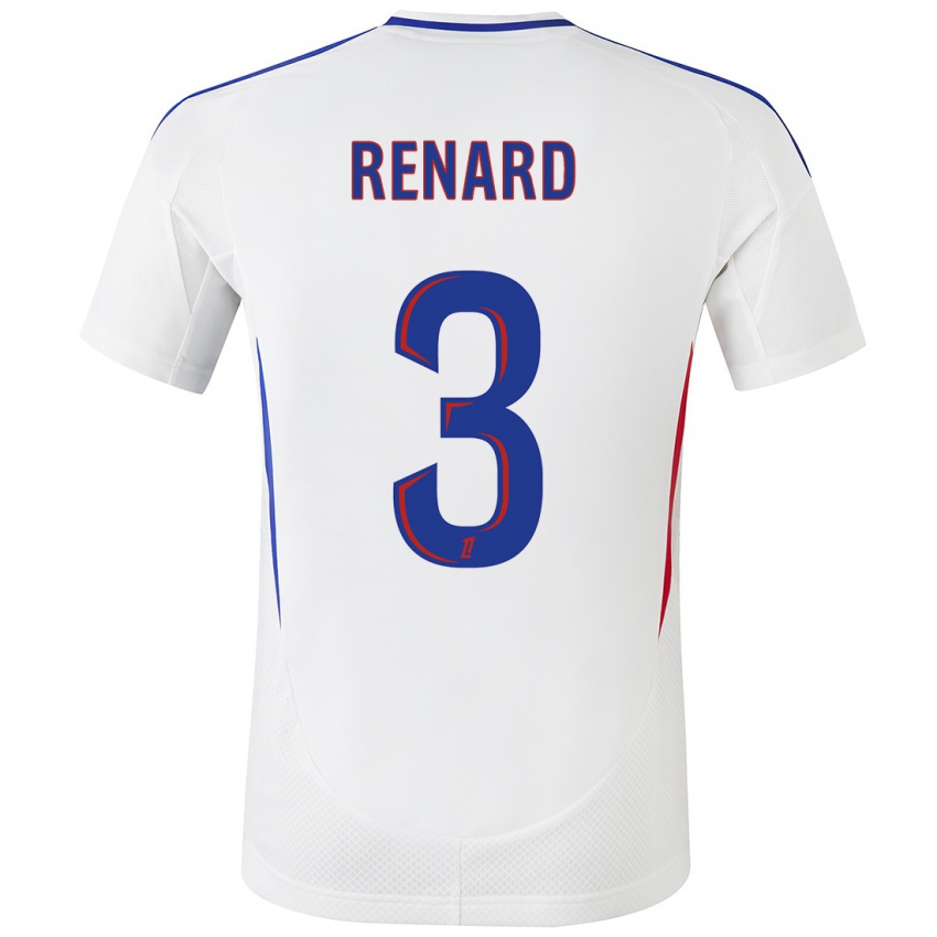 Hombre Camiseta Wendie Renard #3 Blanco Azul 1ª Equipación 2024/25 La Camisa Argentina