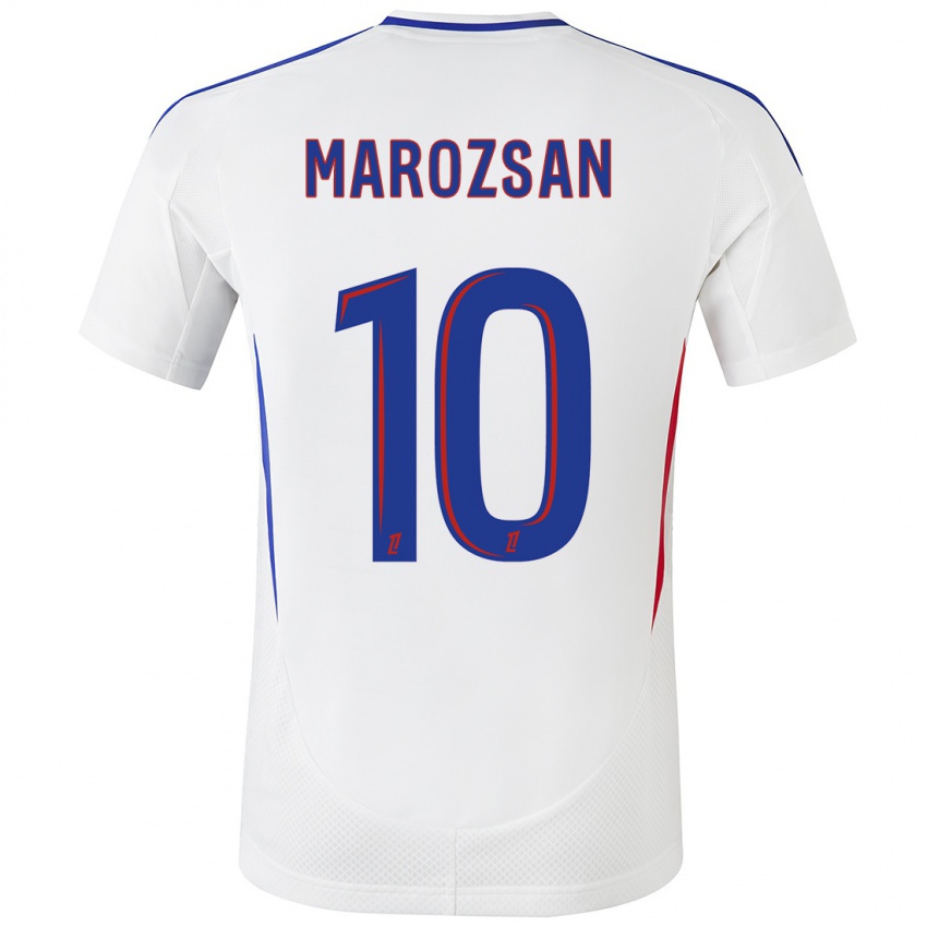 Hombre Camiseta Dzsenifer Marozsan #10 Blanco Azul 1ª Equipación 2024/25 La Camisa Argentina