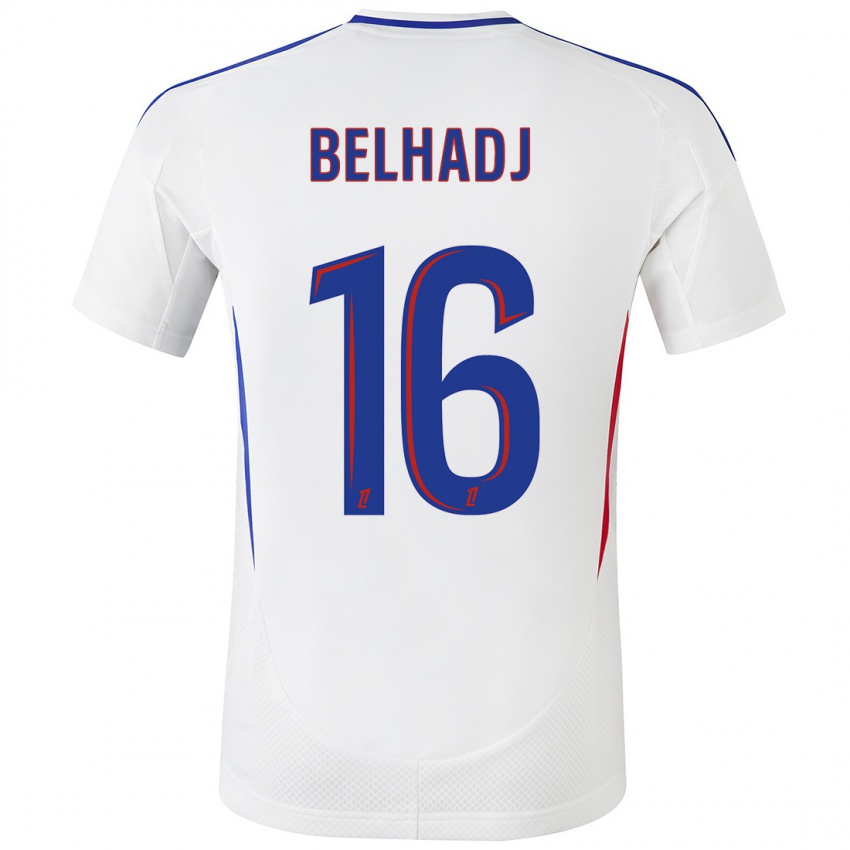 Hombre Camiseta Féerine Belhadj #16 Blanco Azul 1ª Equipación 2024/25 La Camisa Argentina