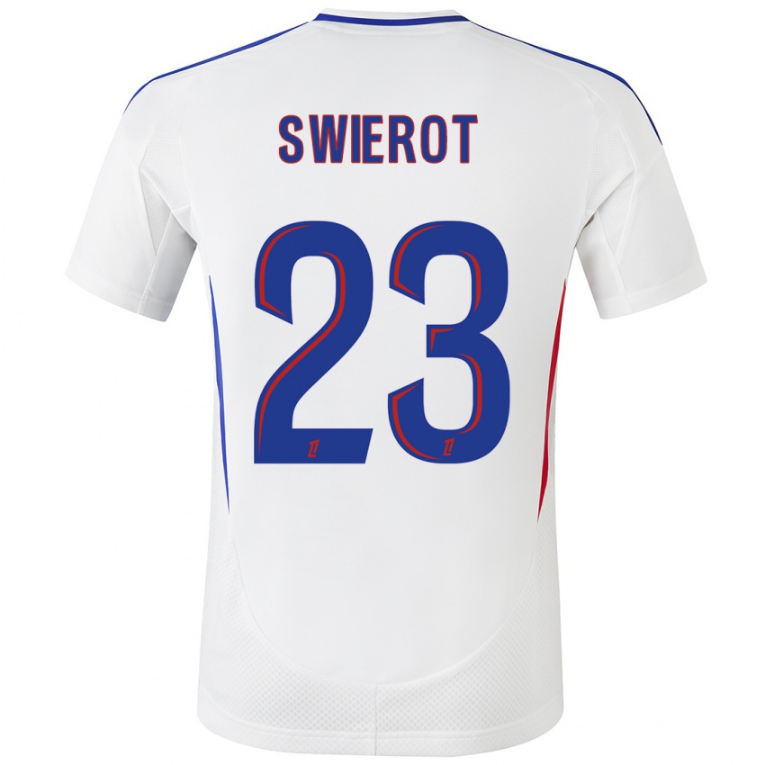 Hombre Camiseta Julie Swierot #23 Blanco Azul 1ª Equipación 2024/25 La Camisa Argentina