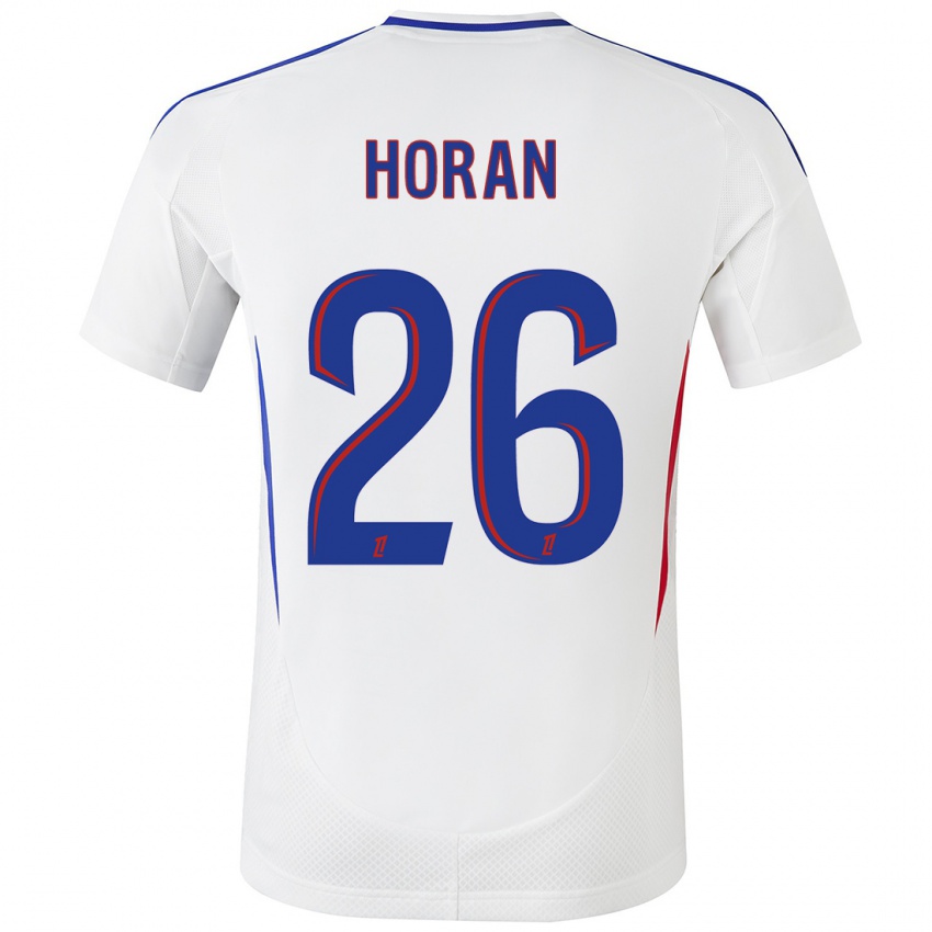 Hombre Camiseta Lindsey Horan #26 Blanco Azul 1ª Equipación 2024/25 La Camisa Argentina