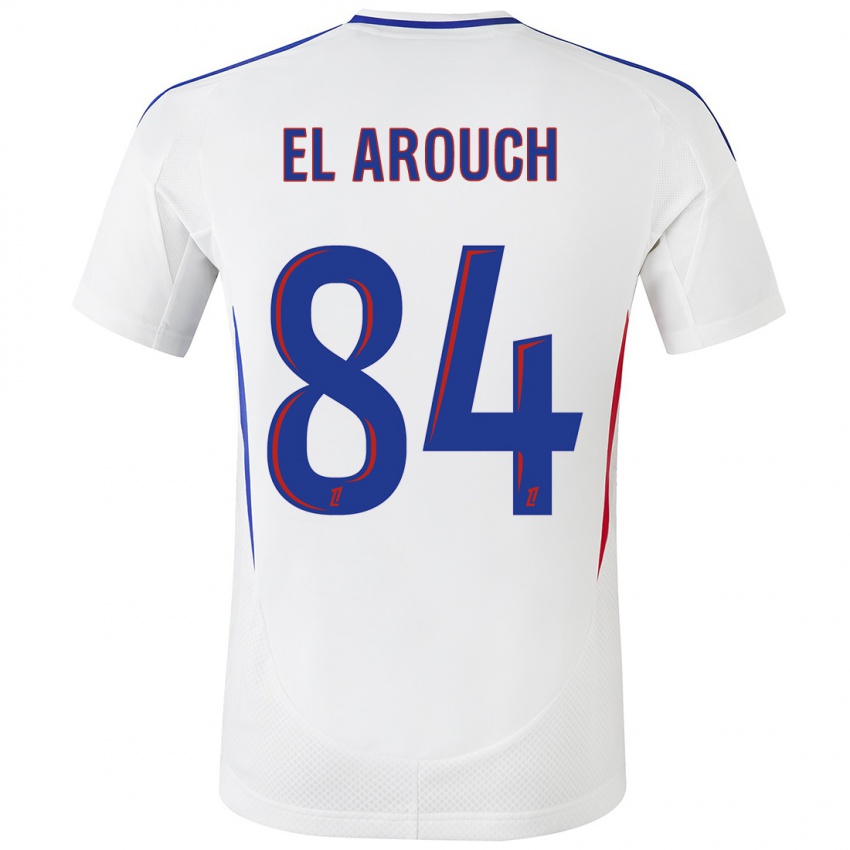 Hombre Camiseta Mohamed El Arouch #84 Blanco Azul 1ª Equipación 2024/25 La Camisa Argentina