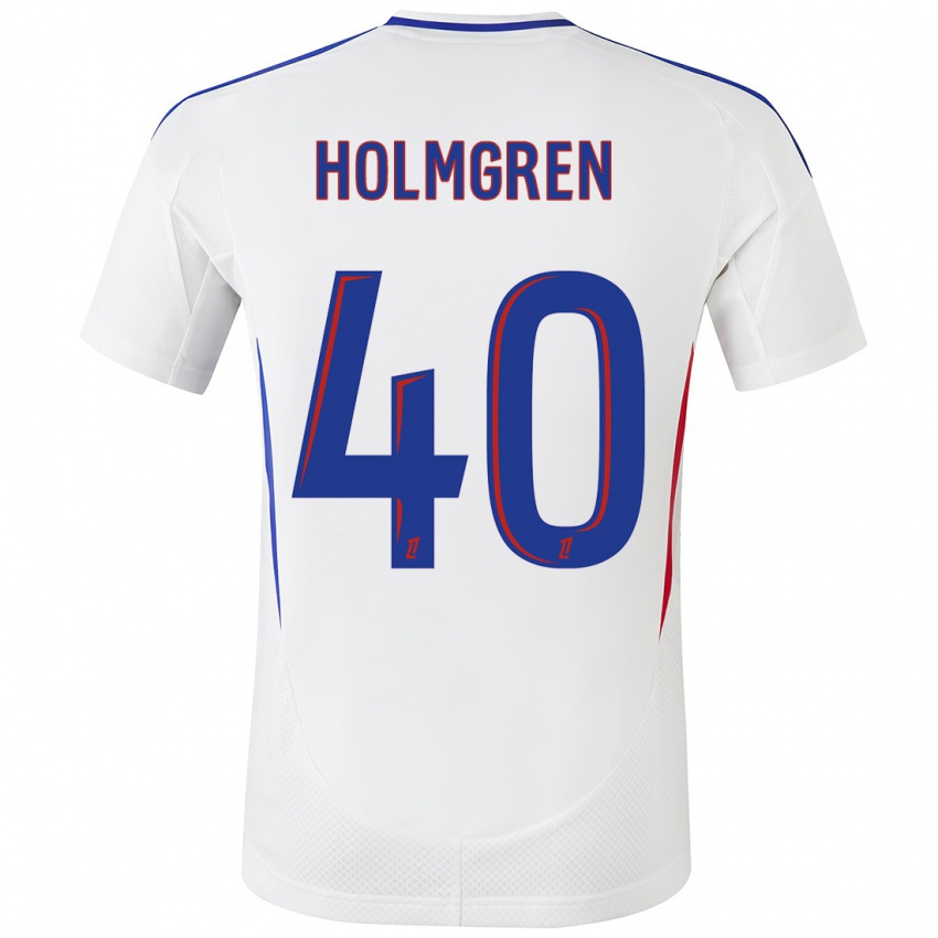 Hombre Camiseta Emma Holmgren #40 Blanco Azul 1ª Equipación 2024/25 La Camisa Argentina