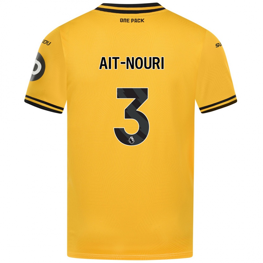 Hombre Camiseta Rayan Ait-Nouri #3 Amarillo 1ª Equipación 2024/25 La Camisa Argentina