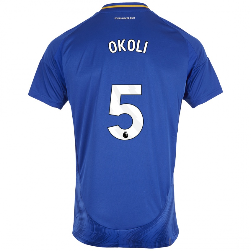 Hombre Camiseta Caleb Okoli #5 Azul Blanco 1ª Equipación 2024/25 La Camisa Argentina