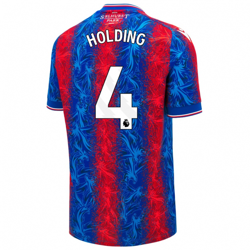 Hombre Camiseta Rob Holding #4 Rayas Rojas Y Azules 1ª Equipación 2024/25 La Camisa Argentina