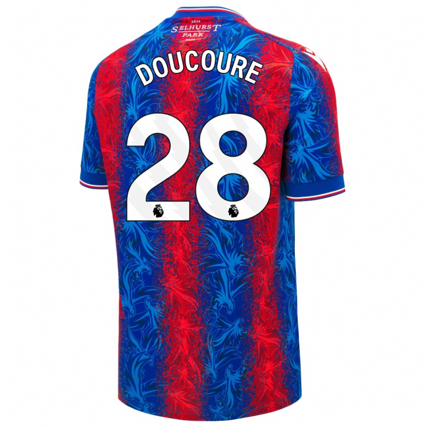 Hombre Camiseta Cheick Doucoure #28 Rayas Rojas Y Azules 1ª Equipación 2024/25 La Camisa Argentina