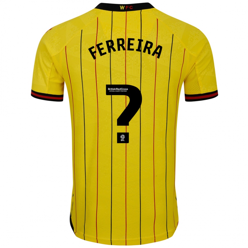 Hombre Camiseta João Ferreira #0 Amarillo Negro 1ª Equipación 2024/25 La Camisa Argentina