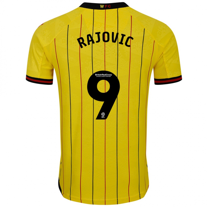 Hombre Camiseta Mileta Rajovic #9 Amarillo Negro 1ª Equipación 2024/25 La Camisa Argentina