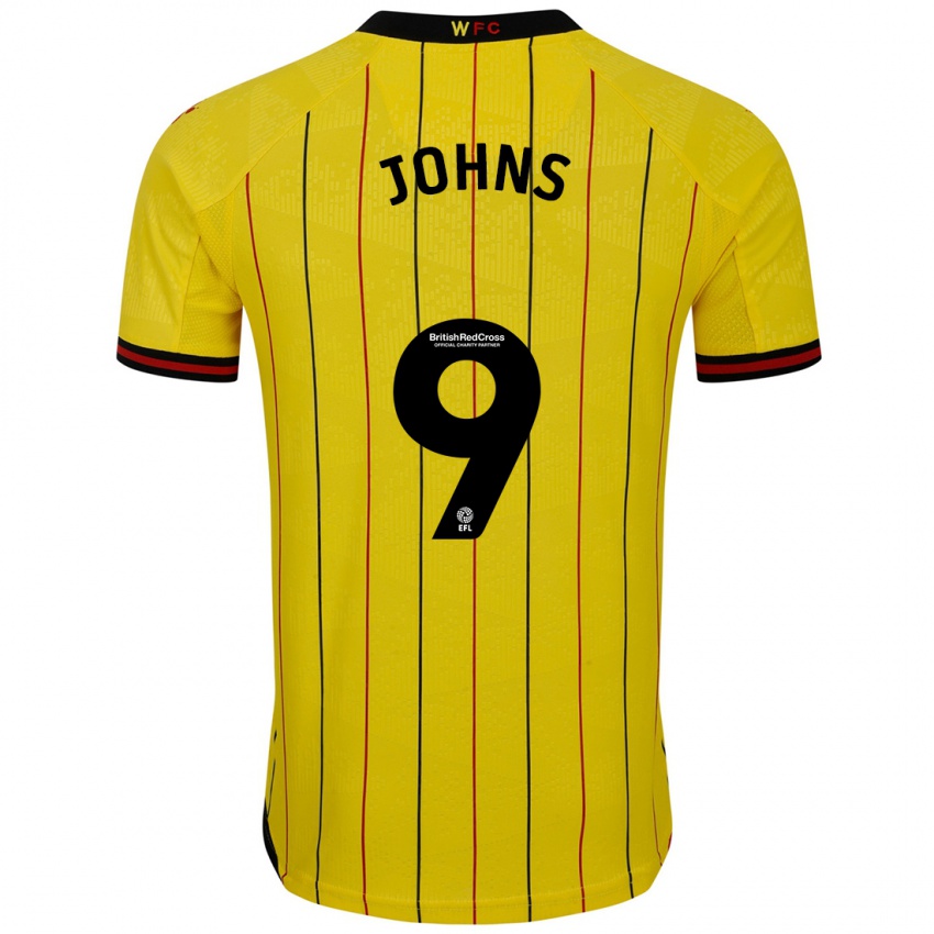 Hombre Camiseta Carly Johns #9 Amarillo Negro 1ª Equipación 2024/25 La Camisa Argentina