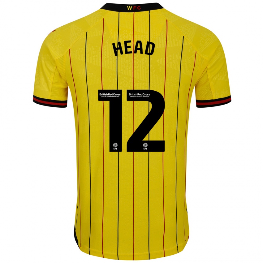 Hombre Camiseta Ellie Head #12 Amarillo Negro 1ª Equipación 2024/25 La Camisa Argentina