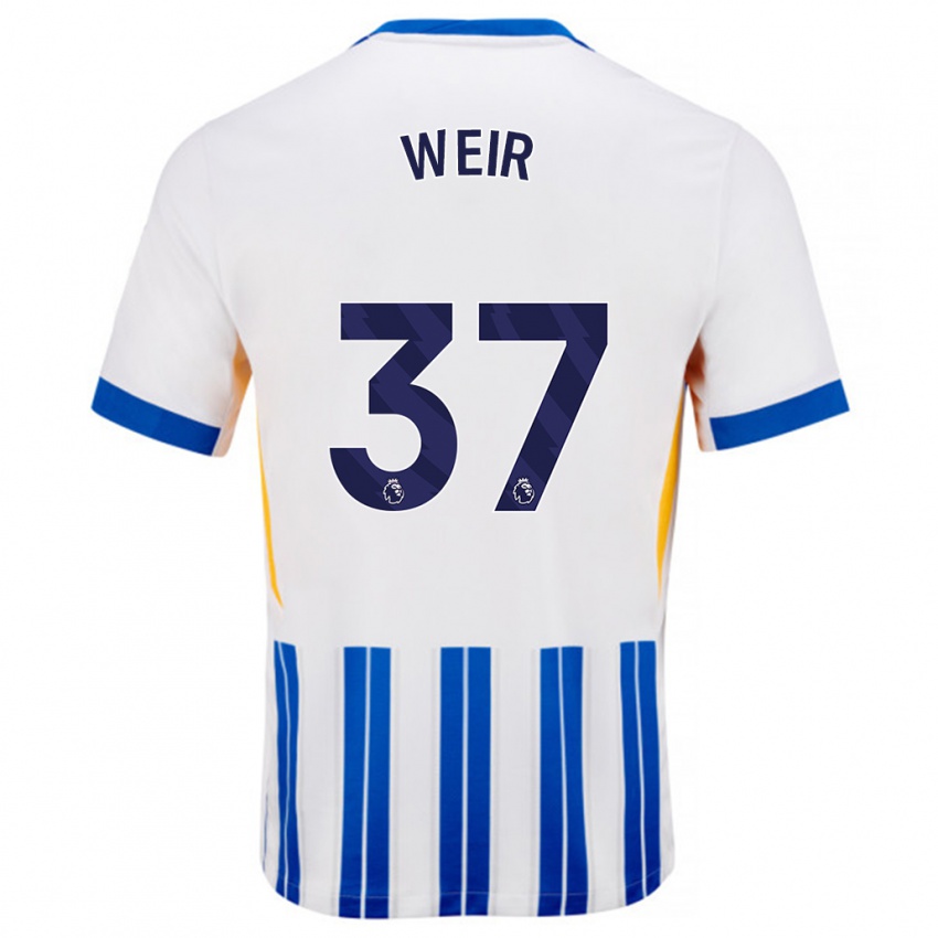 Hombre Camiseta Jensen Weir #37 Blanco Azul Rayas 1ª Equipación 2024/25 La Camisa Argentina