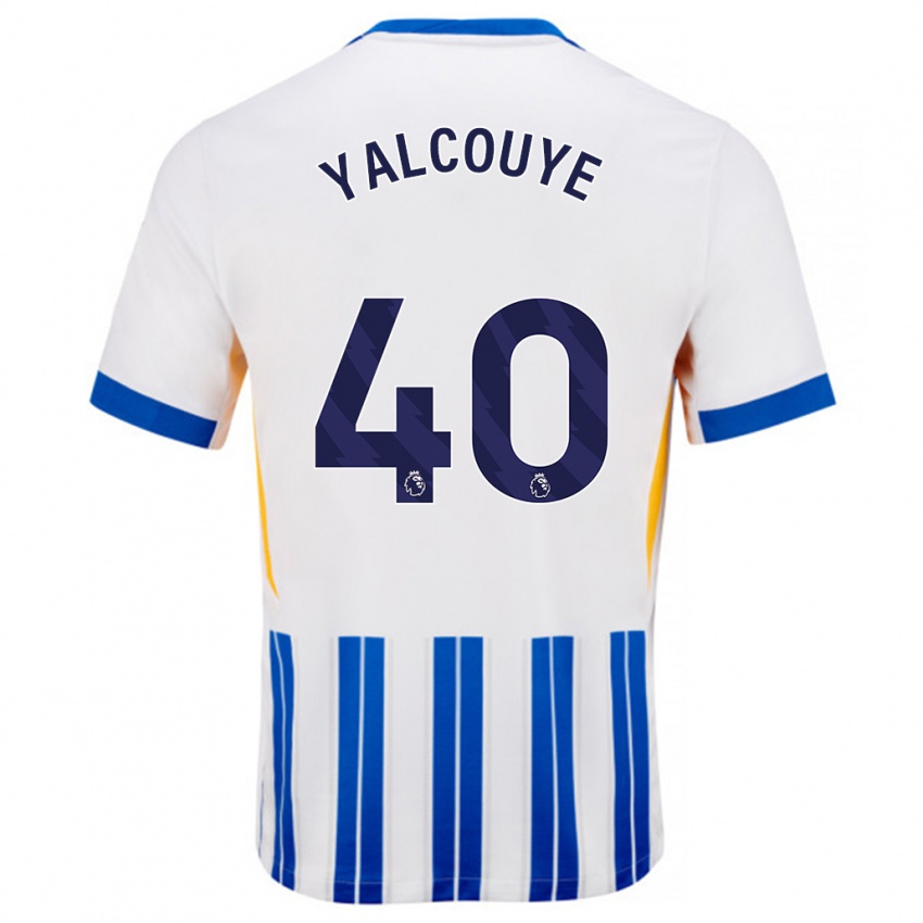 Hombre Camiseta Malick Junior Yalcouyé #40 Blanco Azul Rayas 1ª Equipación 2024/25 La Camisa Argentina