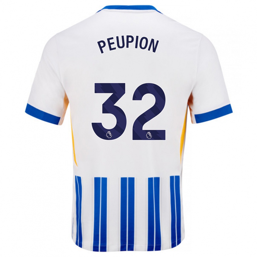 Hombre Camiseta Cameron Peupion #32 Blanco Azul Rayas 1ª Equipación 2024/25 La Camisa Argentina