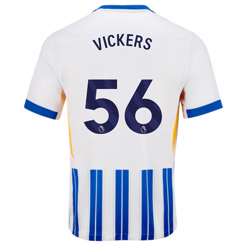 Hombre Camiseta Caylan Vickers #56 Blanco Azul Rayas 1ª Equipación 2024/25 La Camisa Argentina