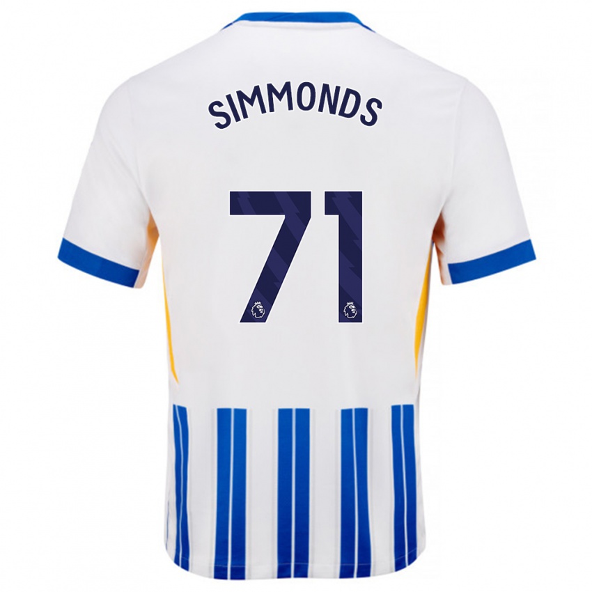 Hombre Camiseta Freddie Simmonds #71 Blanco Azul Rayas 1ª Equipación 2024/25 La Camisa Argentina