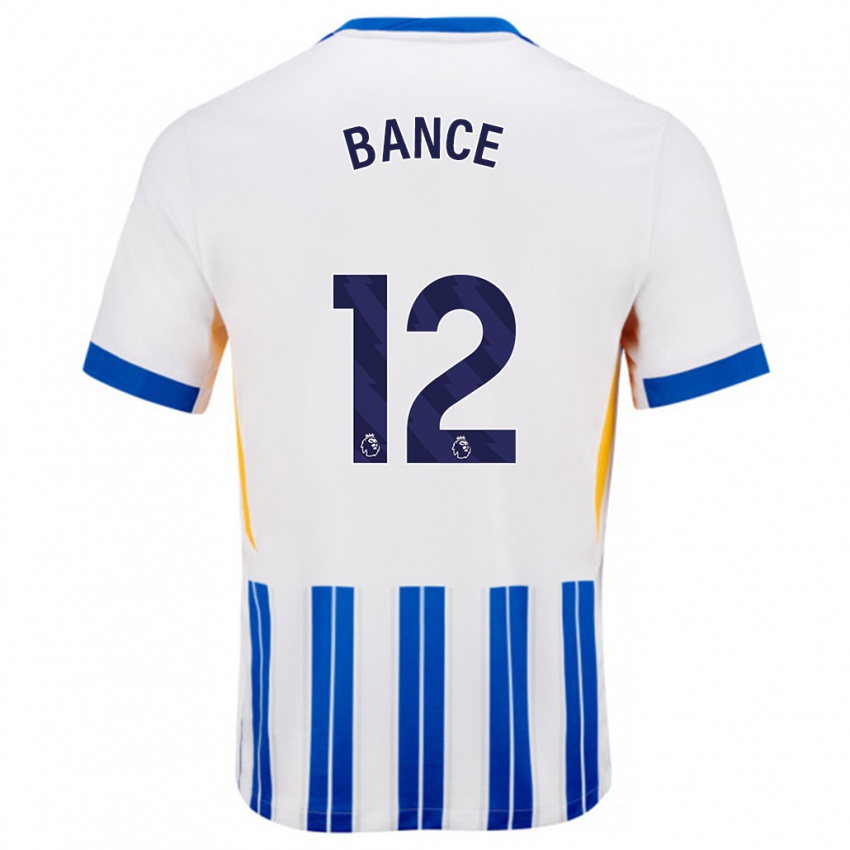 Hombre Camiseta Libby Bance #12 Blanco Azul Rayas 1ª Equipación 2024/25 La Camisa Argentina