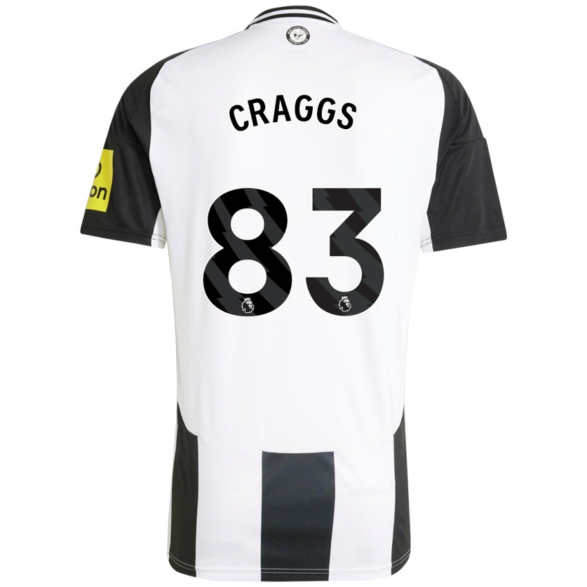 Hombre Camiseta Luke Craggs #83 Blanco Negro 1ª Equipación 2024/25 La Camisa Argentina