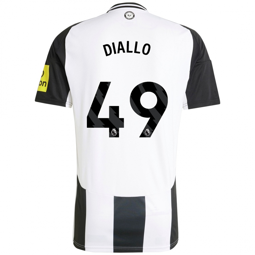 Hombre Camiseta Amadou Diallo #49 Blanco Negro 1ª Equipación 2024/25 La Camisa Argentina