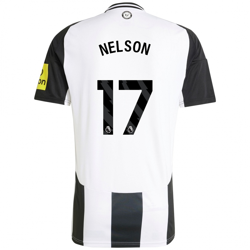 Hombre Camiseta Erin Nelson #17 Blanco Negro 1ª Equipación 2024/25 La Camisa Argentina