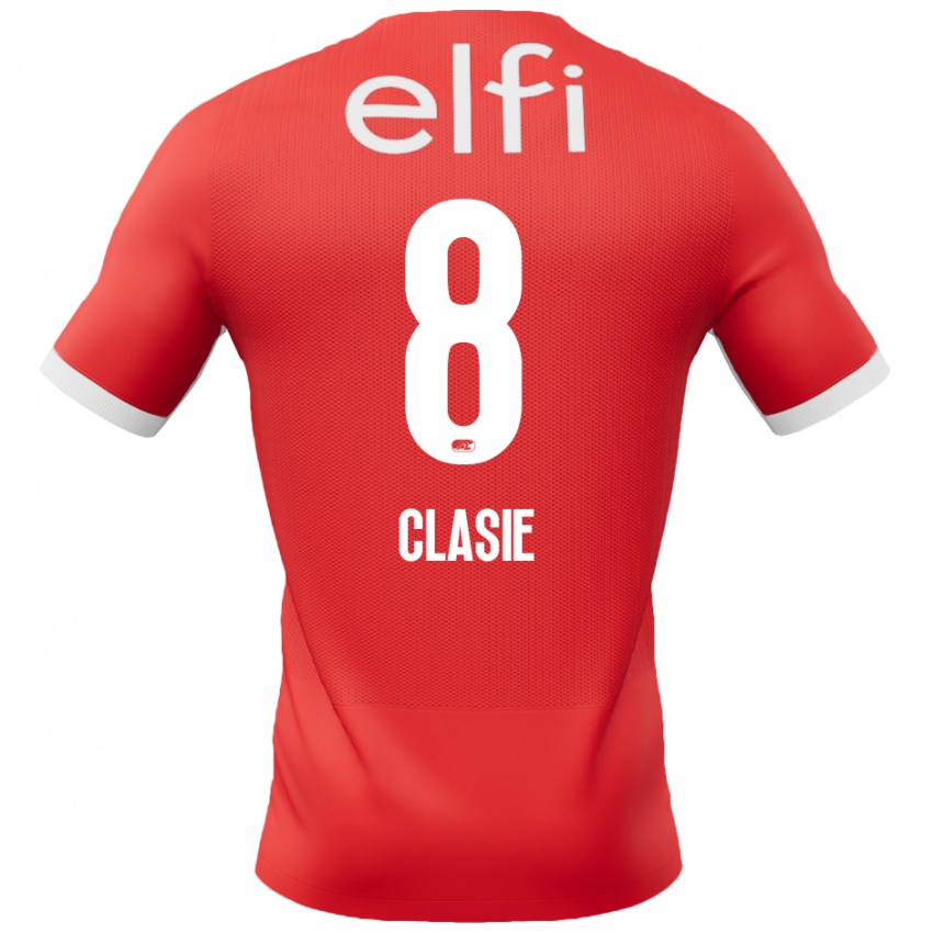 Hombre Camiseta Jordy Clasie #8 Rojo Blanco 1ª Equipación 2024/25 La Camisa Argentina