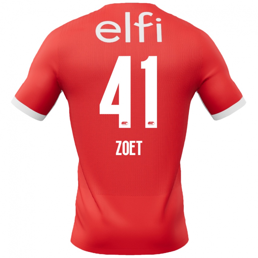 Hombre Camiseta Jeroen Zoet #41 Rojo Blanco 1ª Equipación 2024/25 La Camisa Argentina