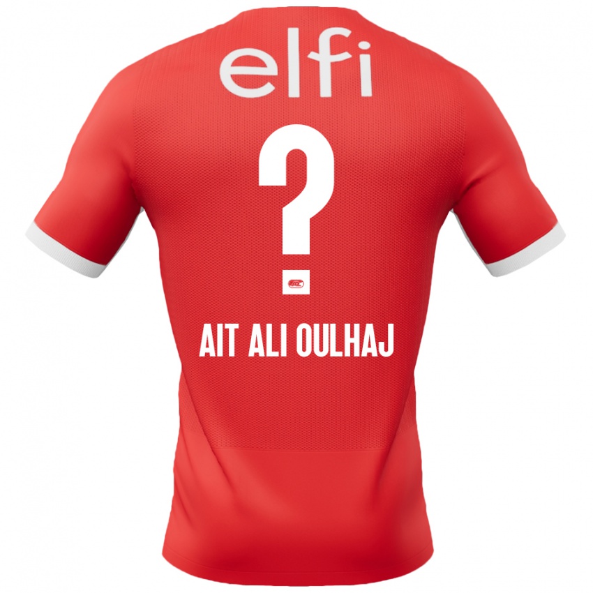 Hombre Camiseta Adam Ait Ali Oulhaj #0 Rojo Blanco 1ª Equipación 2024/25 La Camisa Argentina