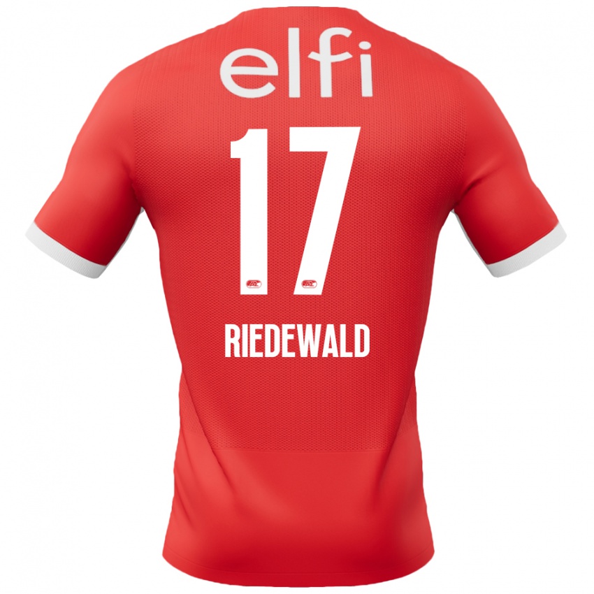 Hombre Camiseta Kenzo Riedewald #17 Rojo Blanco 1ª Equipación 2024/25 La Camisa Argentina