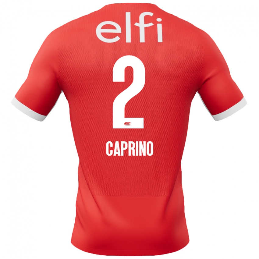 Hombre Camiseta Ginia Caprino #2 Rojo Blanco 1ª Equipación 2024/25 La Camisa Argentina