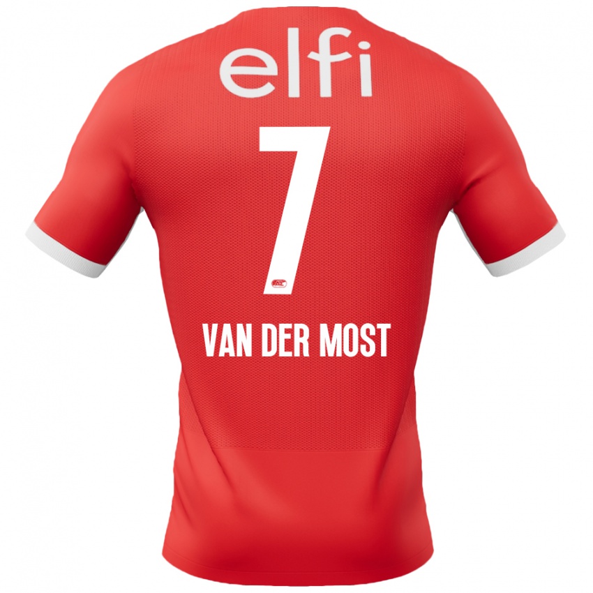 Hombre Camiseta Veerle Van Der Most #7 Rojo Blanco 1ª Equipación 2024/25 La Camisa Argentina