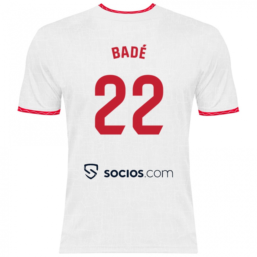 Hombre Camiseta Loic Bade #22 Blanco Rojo 1ª Equipación 2024/25 La Camisa Argentina