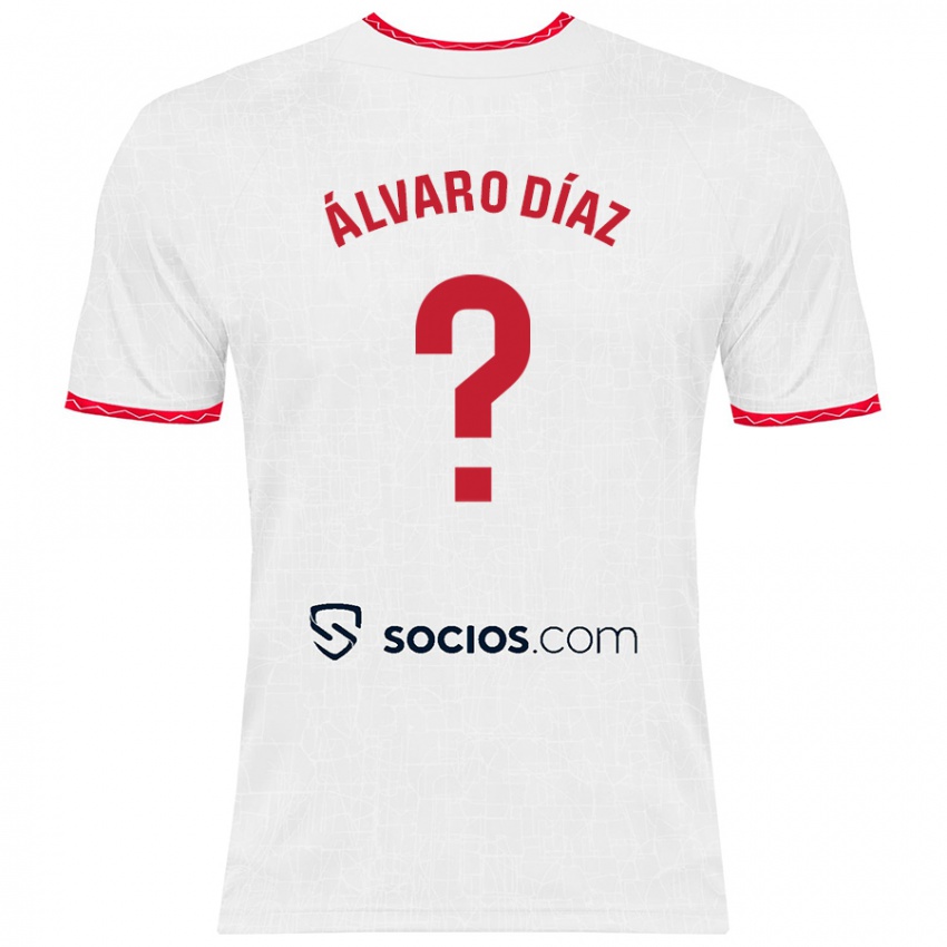 Hombre Camiseta Álvaro Díaz #0 Blanco Rojo 1ª Equipación 2024/25 La Camisa Argentina