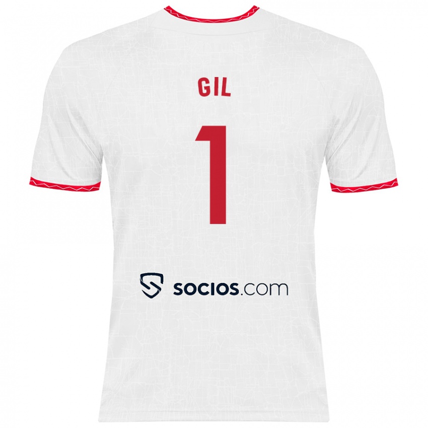 Hombre Camiseta David Gil #1 Blanco Rojo 1ª Equipación 2024/25 La Camisa Argentina