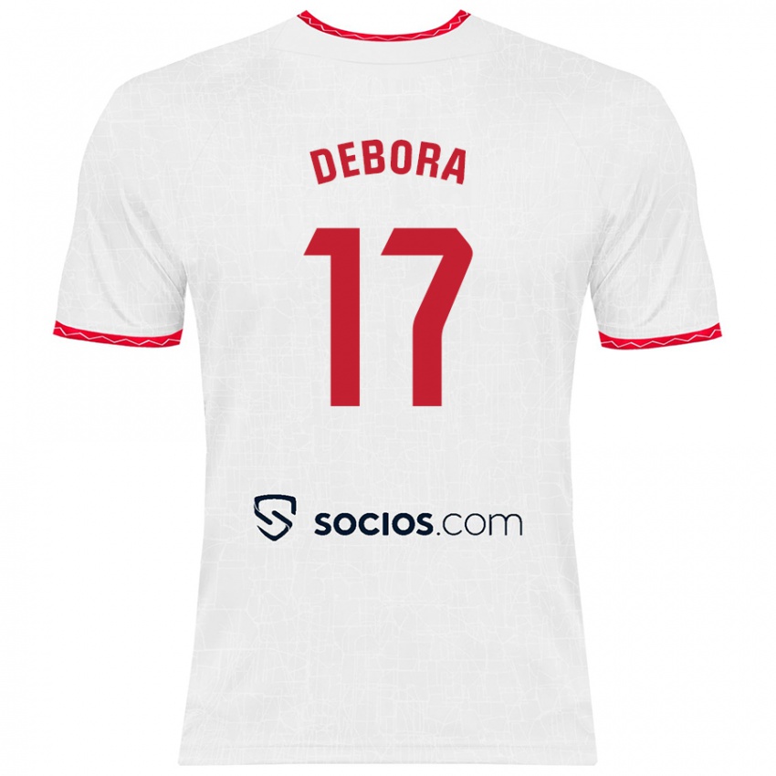 Hombre Camiseta Débora García Mateo #17 Blanco Rojo 1ª Equipación 2024/25 La Camisa Argentina