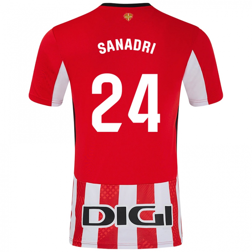 Hombre Camiseta Sanadri #24 Rojo Blanco 1ª Equipación 2024/25 La Camisa Argentina