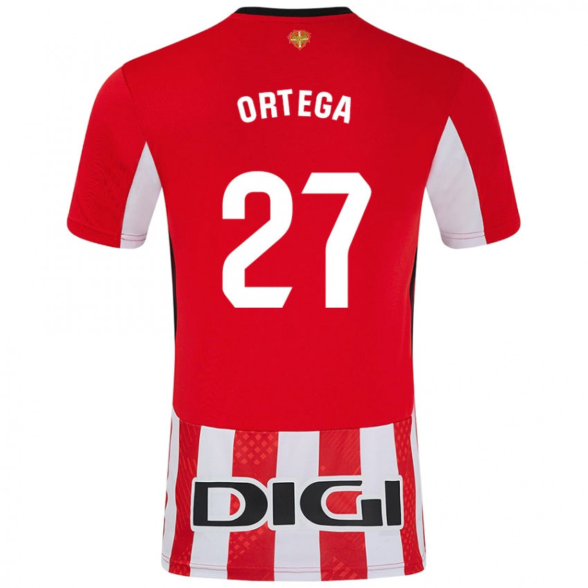 Hombre Camiseta Sara Ortega #27 Rojo Blanco 1ª Equipación 2024/25 La Camisa Argentina