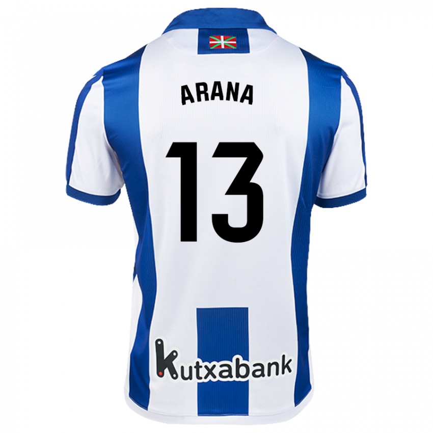 Hombre Camiseta Egoitz Arana #13 Blanco Azul 1ª Equipación 2024/25 La Camisa Argentina