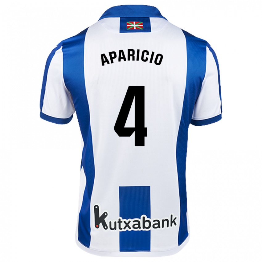 Hombre Camiseta Nahia Aparicio Jaular #4 Blanco Azul 1ª Equipación 2024/25 La Camisa Argentina