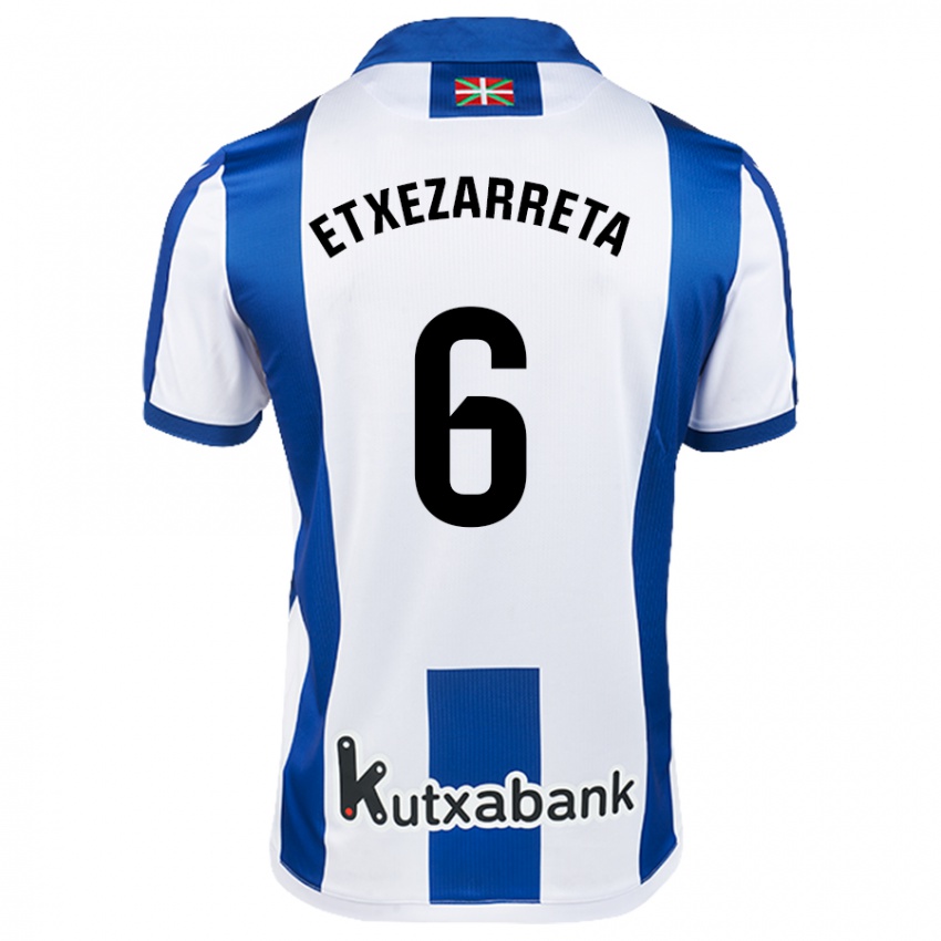 Hombre Camiseta Ane Etxezarreta Aierbe #6 Blanco Azul 1ª Equipación 2024/25 La Camisa Argentina