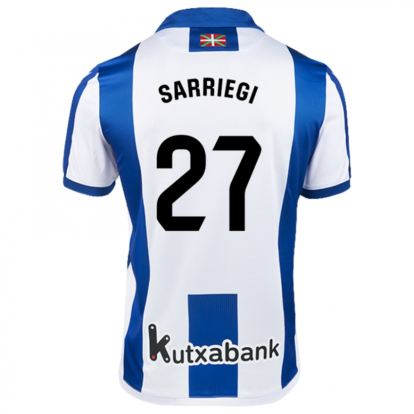 Hombre Camiseta Nora Sarriegi #27 Blanco Azul 1ª Equipación 2024/25 La Camisa Argentina