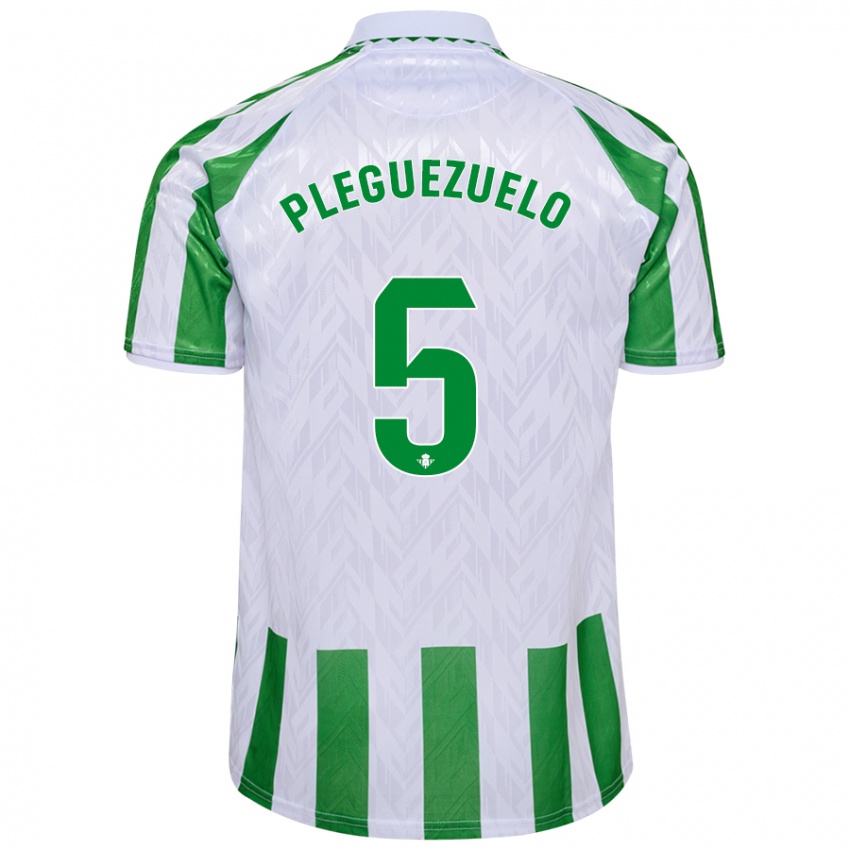 Hombre Camiseta Xavi Pleguezuelo #5 Verde Rayas Blancas 1ª Equipación 2024/25 La Camisa Argentina