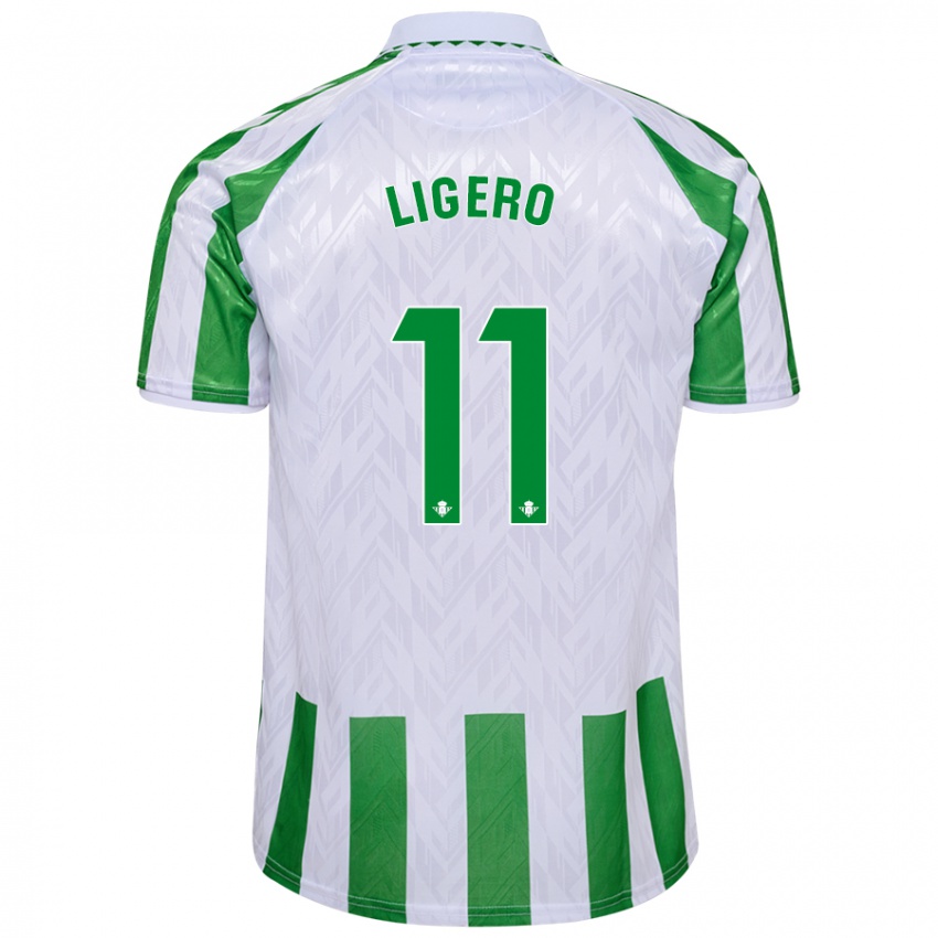 Hombre Camiseta Nuria Ligero #11 Verde Rayas Blancas 1ª Equipación 2024/25 La Camisa Argentina