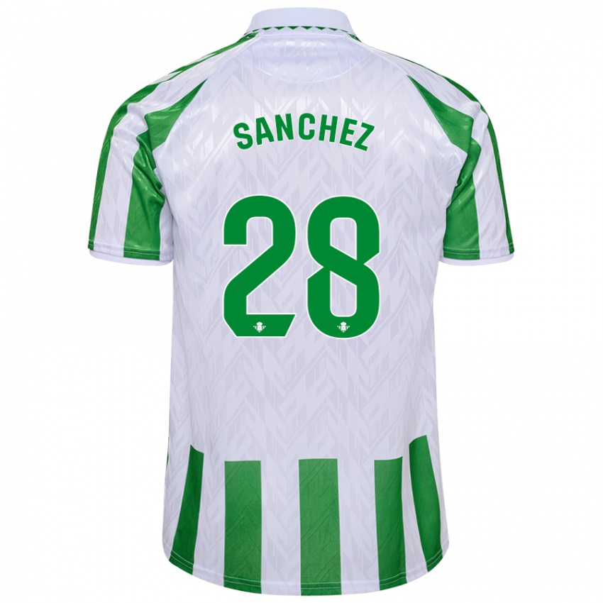 Hombre Camiseta Marina Sánchez #28 Verde Rayas Blancas 1ª Equipación 2024/25 La Camisa Argentina