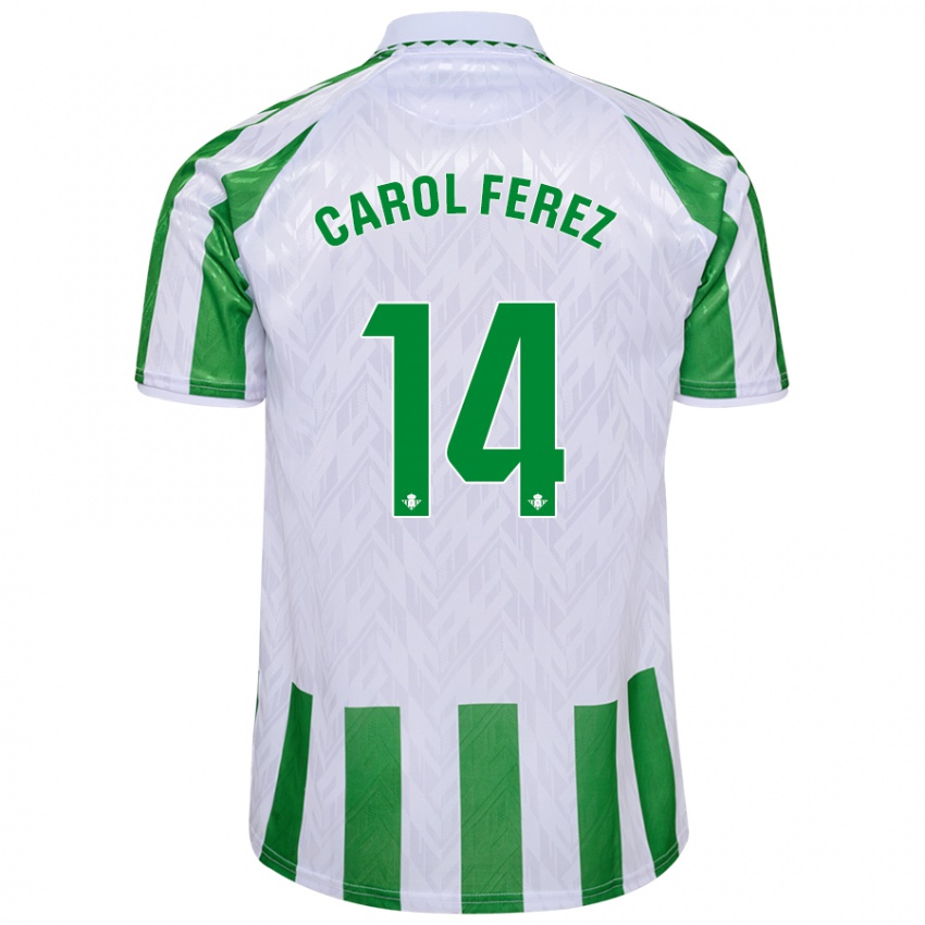 Hombre Camiseta Carolina Férez Méndez #14 Verde Rayas Blancas 1ª Equipación 2024/25 La Camisa Argentina